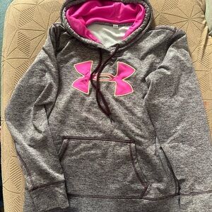 Gray under armour Hoodie with Pink Logo